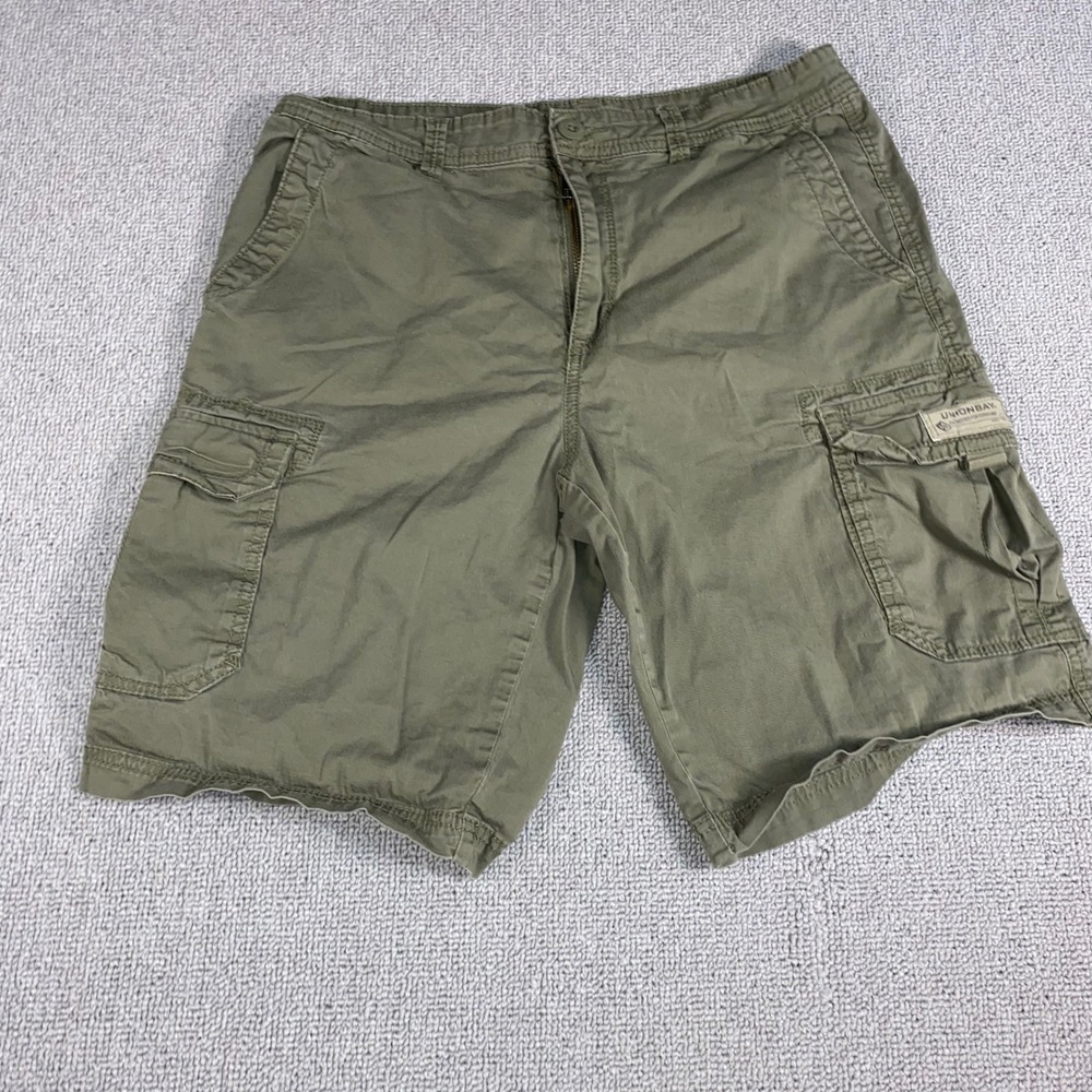 Unionbay Cargo Shorts Mens 34 Green Cotton Stretch Casual Outdoor Utility Pocket
